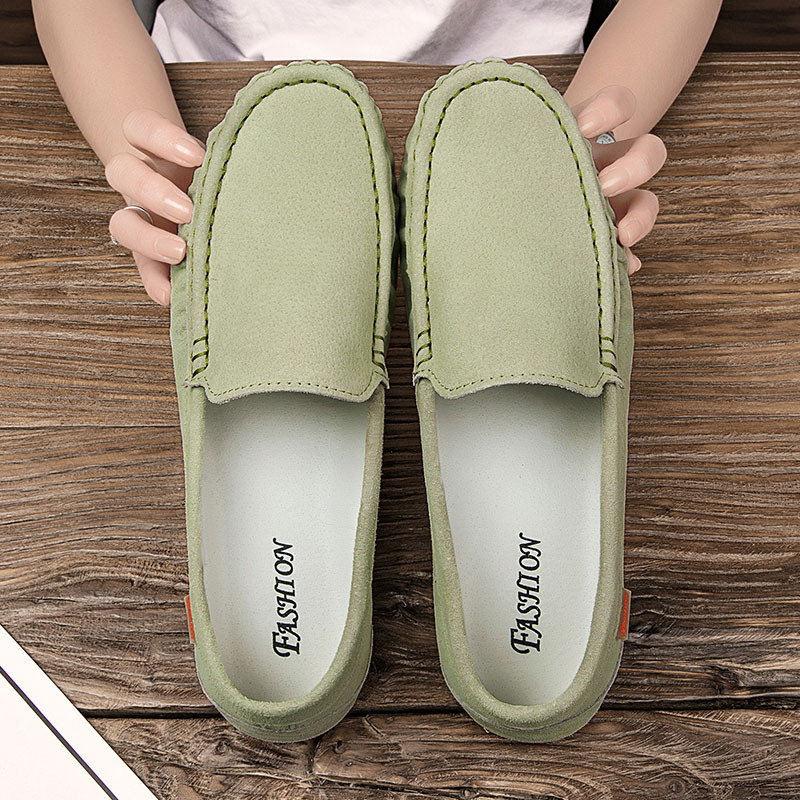 Transfronterizos chatarra Hot Bean zapatos de cuero de hombre esmerizado zapatos de cuero casuales zapatos perezosos con suela suave coreana tendencia británica