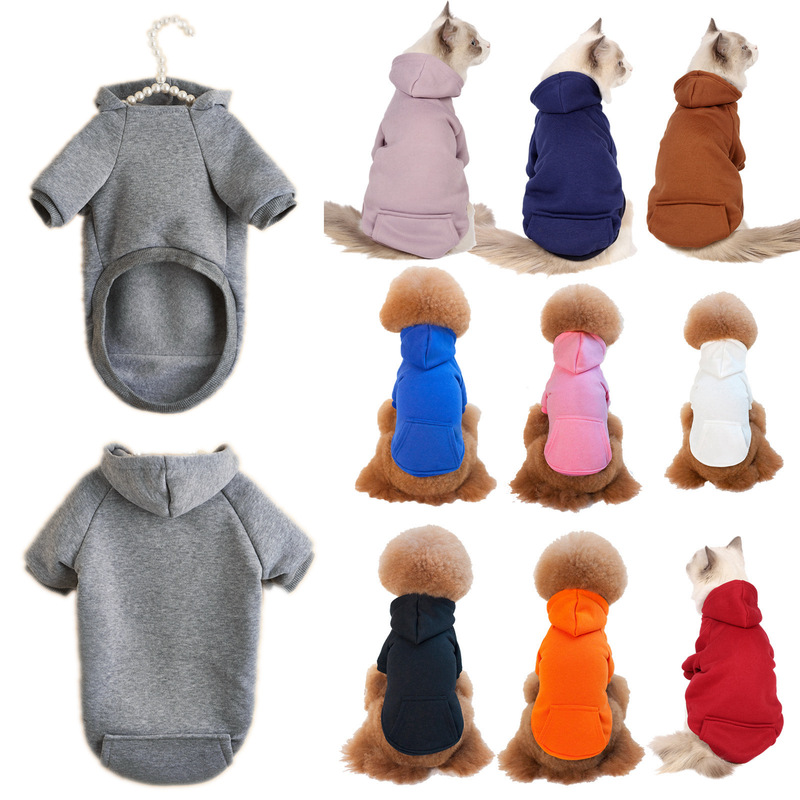 Autumn and winter pet clothes solid color hooded vests pet vests Teddy clothes velvet dog clothes