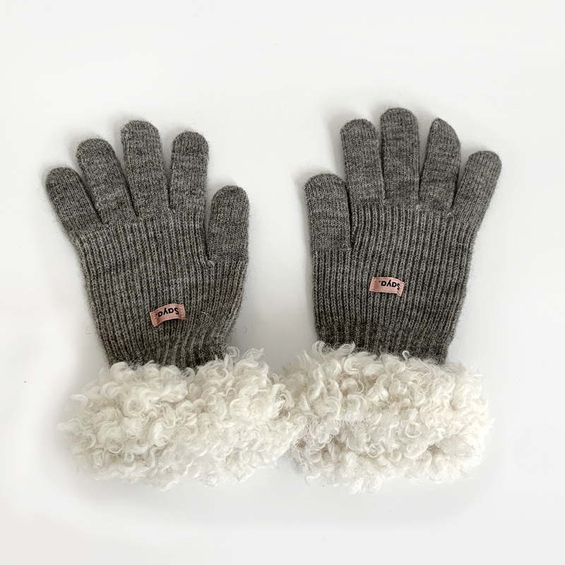 Nuevos guantes de borde de peluche coreanos para mujeres otoño invierno versátil grueso guantes de dedo de pantalla táctil de lana cálida