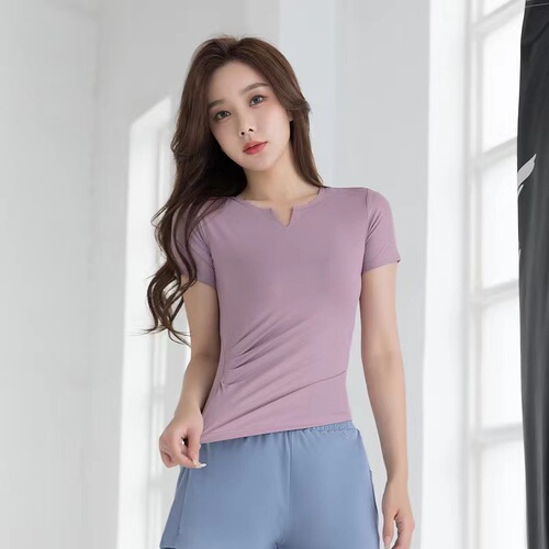  Viral V-neck Training Fitness Yoga Top for Women, Slimming T-shirt, Breathable Dance Workout Running Short Sleeve