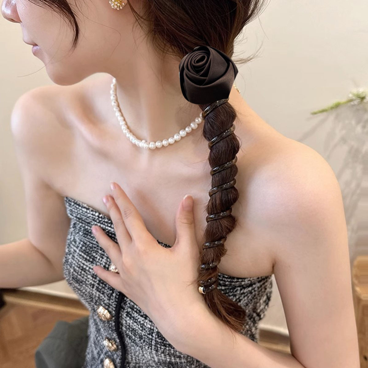 Women's Elegant Simple Style Rose Plastic Hair Tie display picture 2