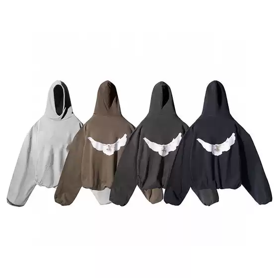Oversized Unisex Streetwear Peace Dove Hoodie - American High-Street Style, Relaxed Fit for Men & Women