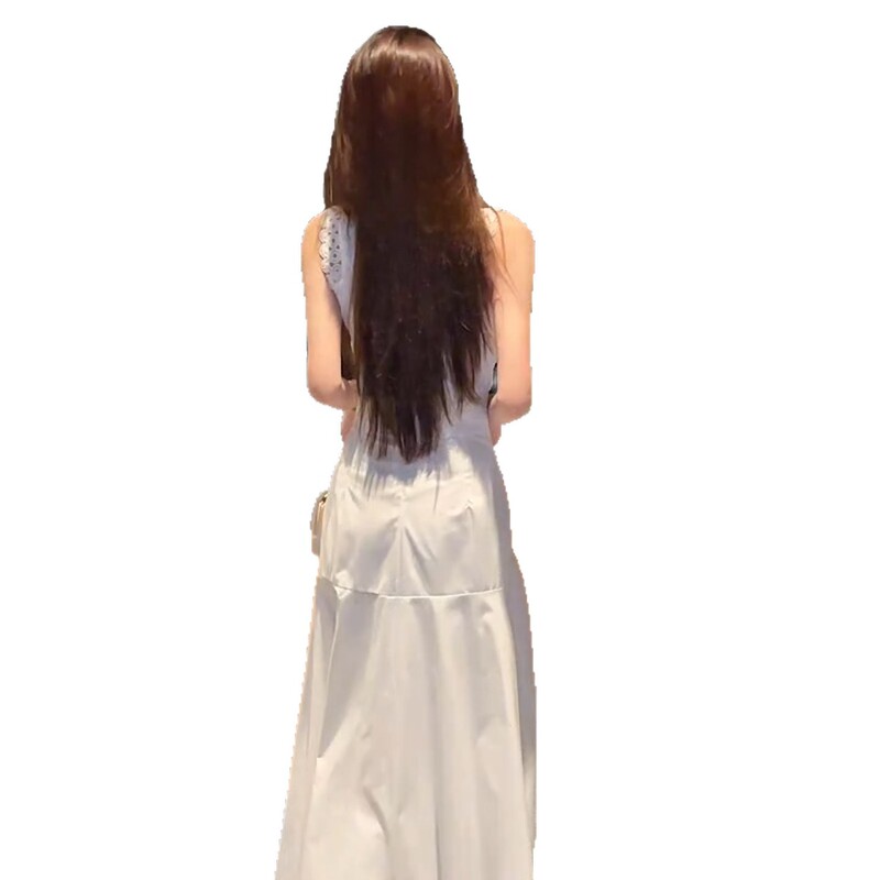 法式温柔风无袖背心连衣裙女5夏季新感蕾丝减龄a字长裙|undefined