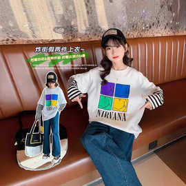 儿童女童长袖t恤春秋款新款大童打底衫儿童纯棉秋季女孩休闲上衣