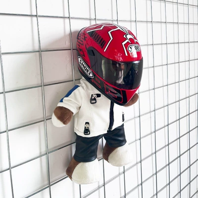 Motosiklet dəbilqələri | racing mechanic motorcycle travel - height-28cm-apricot-color-white-bearshoei-red-antupgraded-tail-wing