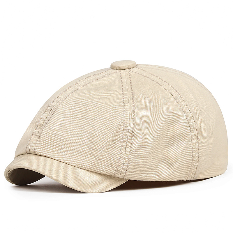 Spring and summer solid color cotton men's octagonal artistic women's newspaper children's beret duckbill hat_voghion.com