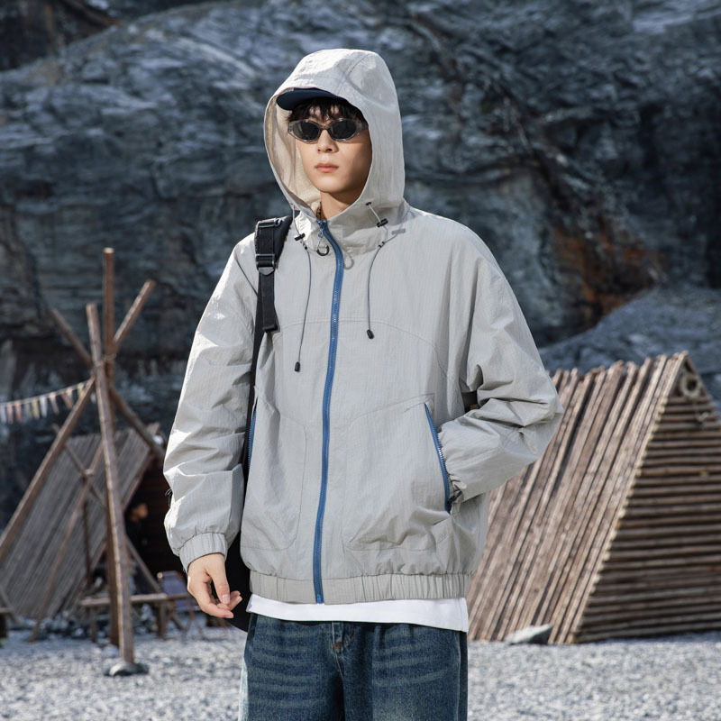 2025 Autumn New Casual Japanese Style Sports Soft Shell Jacket Men's Outdoor Hooded Jacket