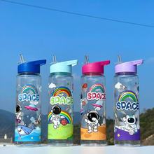 太空人吸管塑料杯弹跳盖便携式卡通旅行跨境电商随行杯儿童礼品