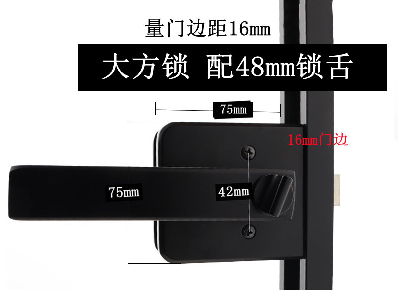 Sur de China estrecha cerradura de la puerta plana baño minimalista baño de vidrio titanio magnesio aleación de aluminio cerradura de la puerta del hogar manija de la puerta universal