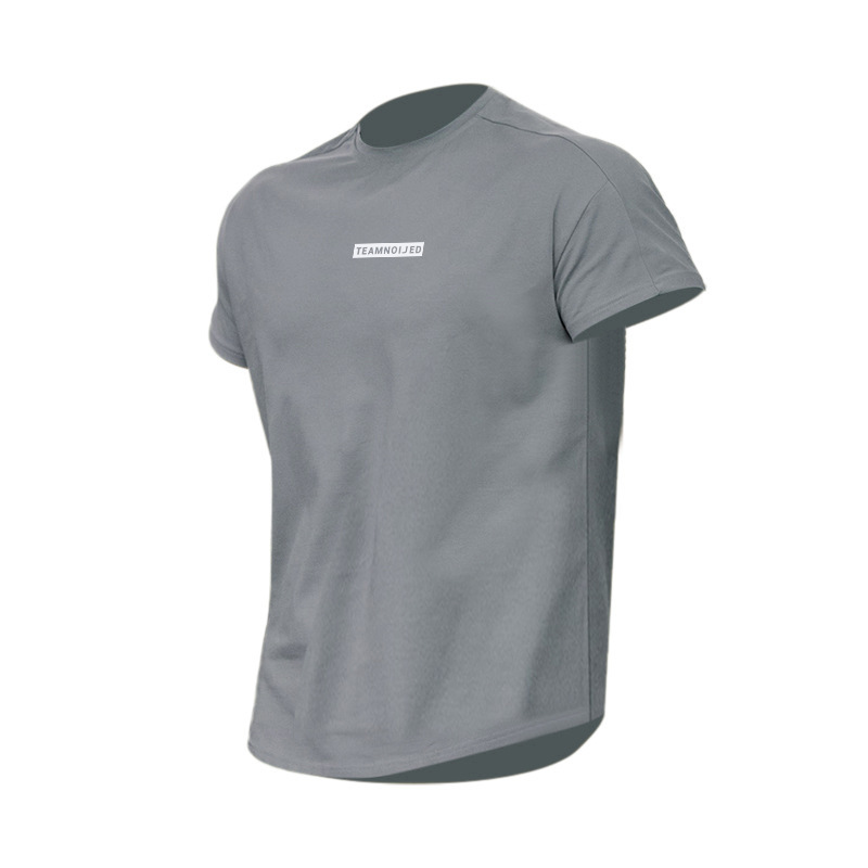 Nuevos deportes de manga corta para hombres elásticos de secado rápido absorción de agua sudor cuello redondo acondicionamiento físico ocio al aire libre camiseta deportiva
