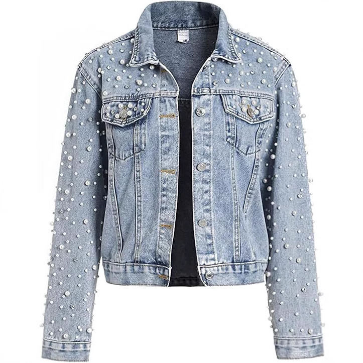 European Station Foreign Trade New Heavy Industry Diamond Denim Jacket Women's Amazon Explosions Slim Fit Jacket Diamond Jacket European Station Foreign Trade New Heavy Industry Diamond Denim Jacket Women's Amazon Explosions Slim Fit Jacket Diamond Jacket