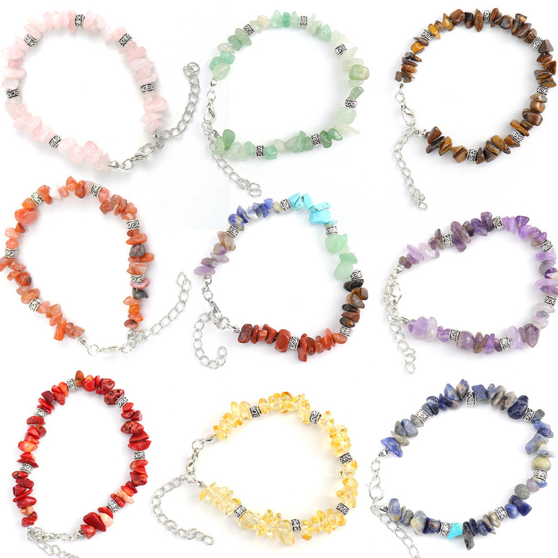 TEMU Supply Handmade Beaded Natural Stone Crystal Gravel Alloy Bracelet Bracelet Adjustable Multicolor B28