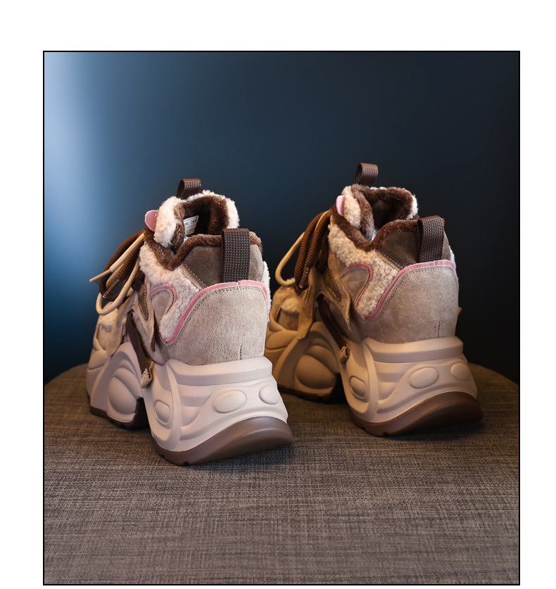 Giày sneaker nữ đế dày độn cao lót nhung mùa đông — Màu đen chi tiết 23