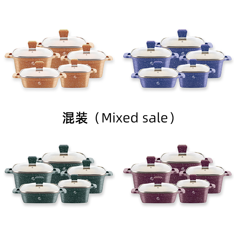 FUENTE Fábrica Comercio exterior olla cuadrada horizontal mármol fundición olla de sopa 24/28/32cm