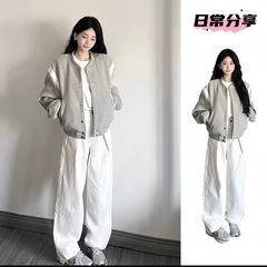 亚马逊速卖通eBay独立站冬季灰色短外套女新爆款小个子夹克短上衣