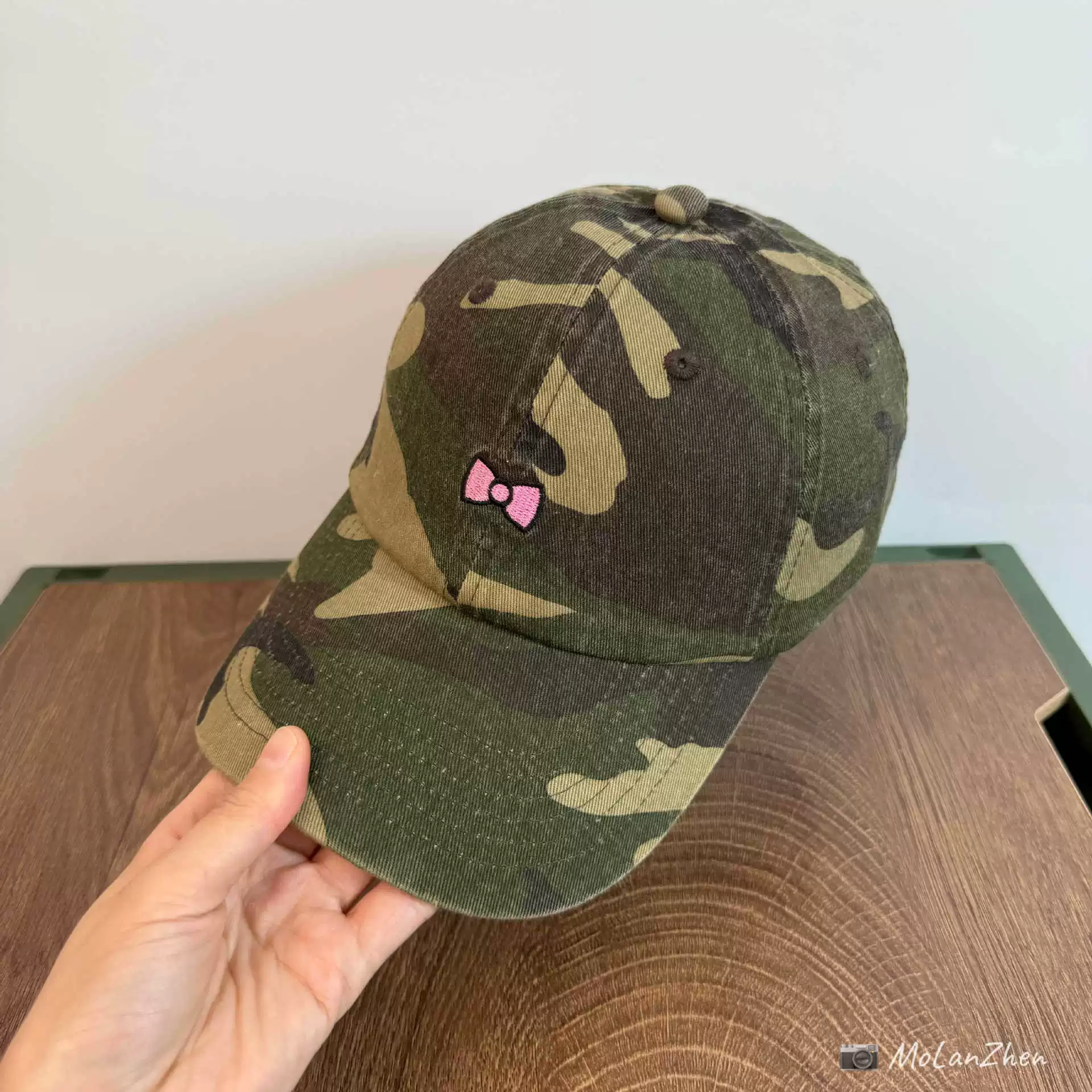 Фуксия camouflage японская бейсболка с бантом, шляпа, с вышивкой