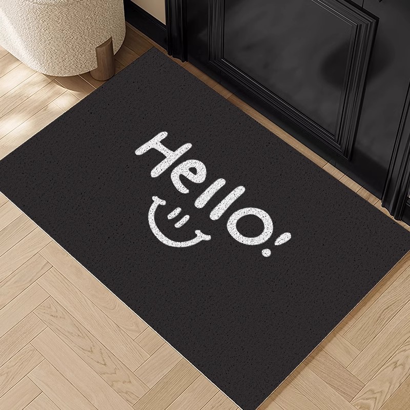 Silk Loop Entrance Door Mat Creative Hello Customizable Non-Slip Doormat Entryway Dirt-Resistant Easy-To-Clean Mat