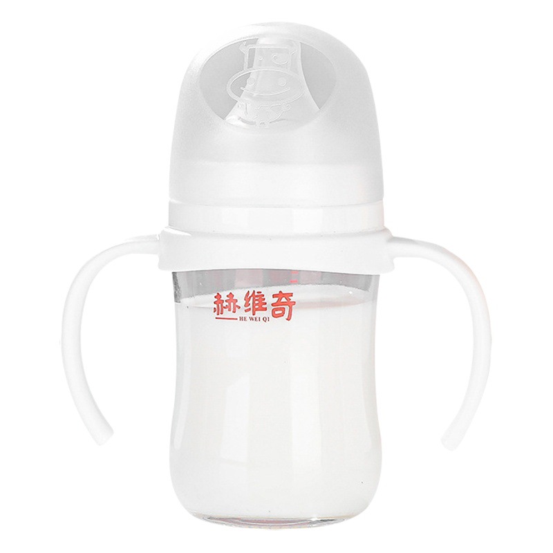 Venta al por mayor botella de alimentación de vidrio recién nacido carcasa adecuada con 3 generación mismo calibre ancho anti-choke leche anti-flatulencia bebé