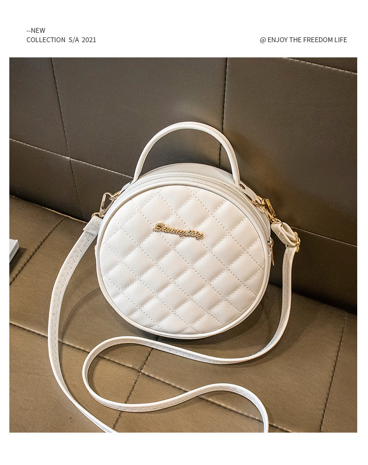 Trendy Mini Daire Çapraz Askılı Çanta - Kadınlar İçin Ayarlanabilir Askılı Vintage Esintili Kapitone Omuz Çantası_voghion.com