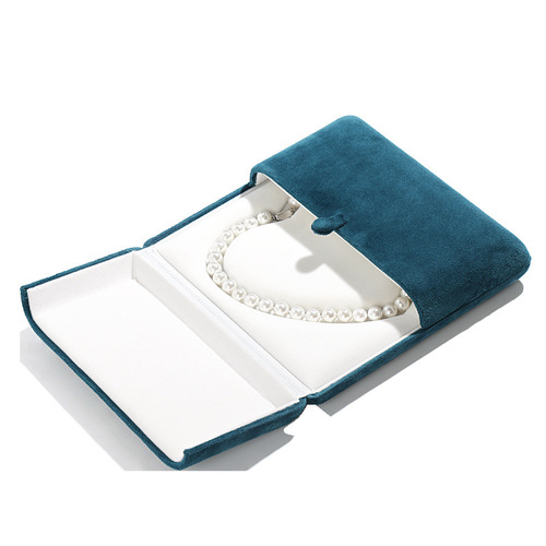 Lined Fabric Jewelry Box with Heart-Shaped Pearl Necklace Display, Double-Clasp Packaging Box for Necklace and Jewelry, Wholesale