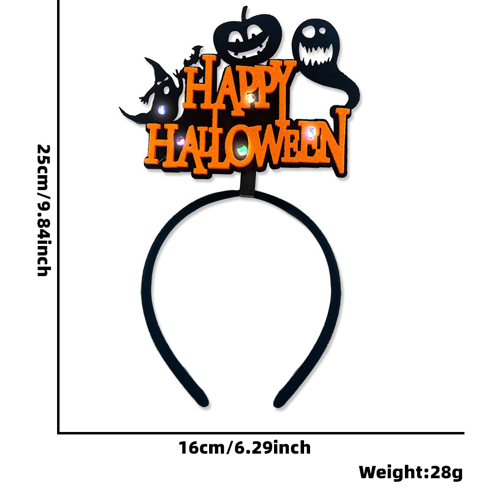 Diadema de Halloween 2026, accesorios luminosos para el cabello con diseño de fantasma y murciélago, decoración para fiestas temáticas de Halloween