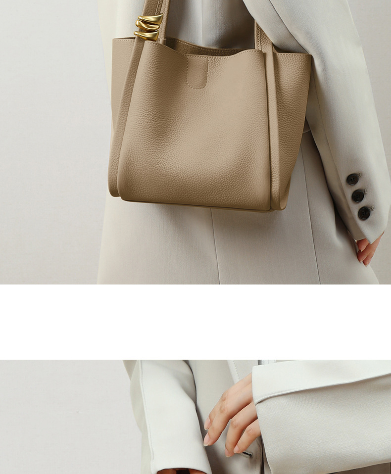 Women’s Bags this year's popular new style versatile bucket bag, niche designer genuine leather hand held vegetable basket_voghion.com
