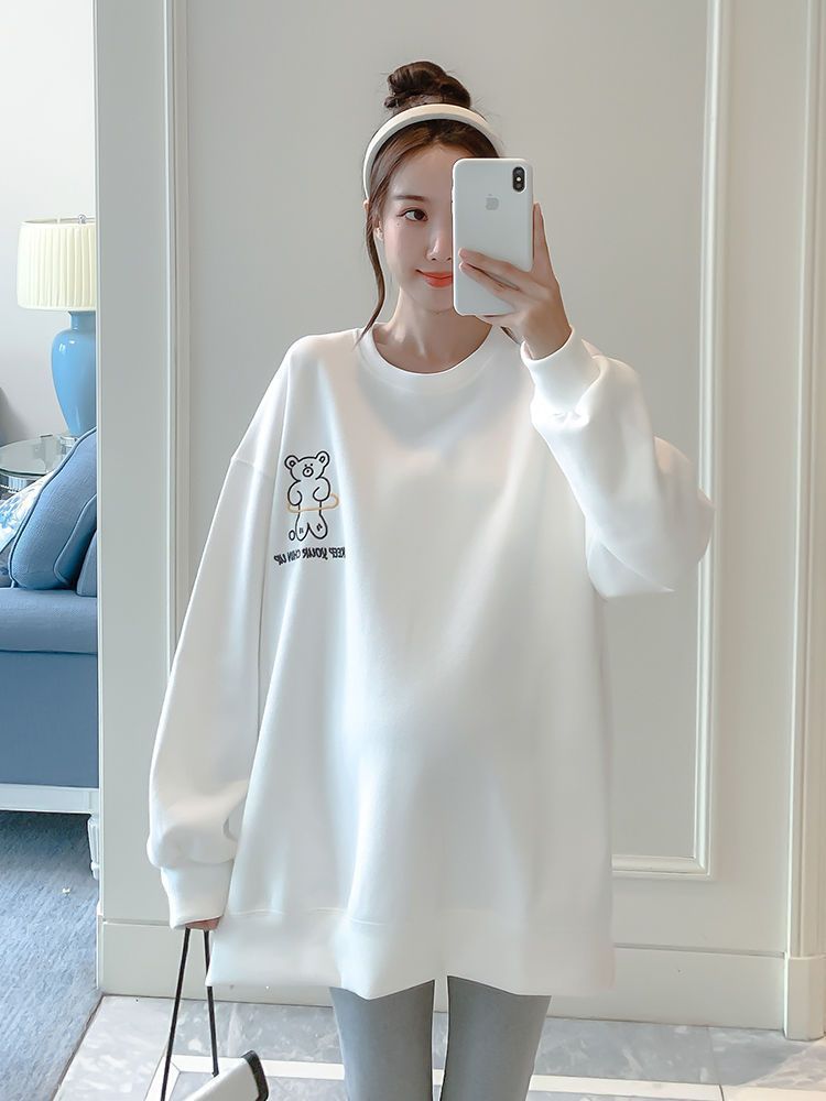 Maternity Autumn Fake Two Tops And Sweaters For Pregnant Women Cartoon Pattern Hoodies For Nursing Mothers Breastfeeding Poleron