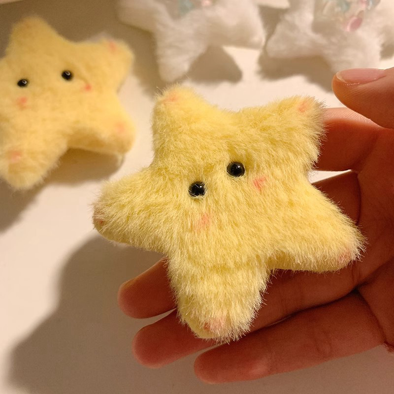 Soft cute star star dog clip yellow five-pointed star plush hairpin girl hairpin cute hair accessories dopamine jewelry