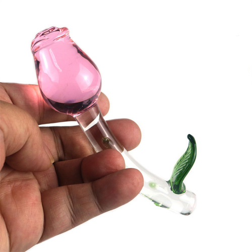 Manufacturer's new women's glass rose small size anal plug for back yard masturbation and adult products drop shipping