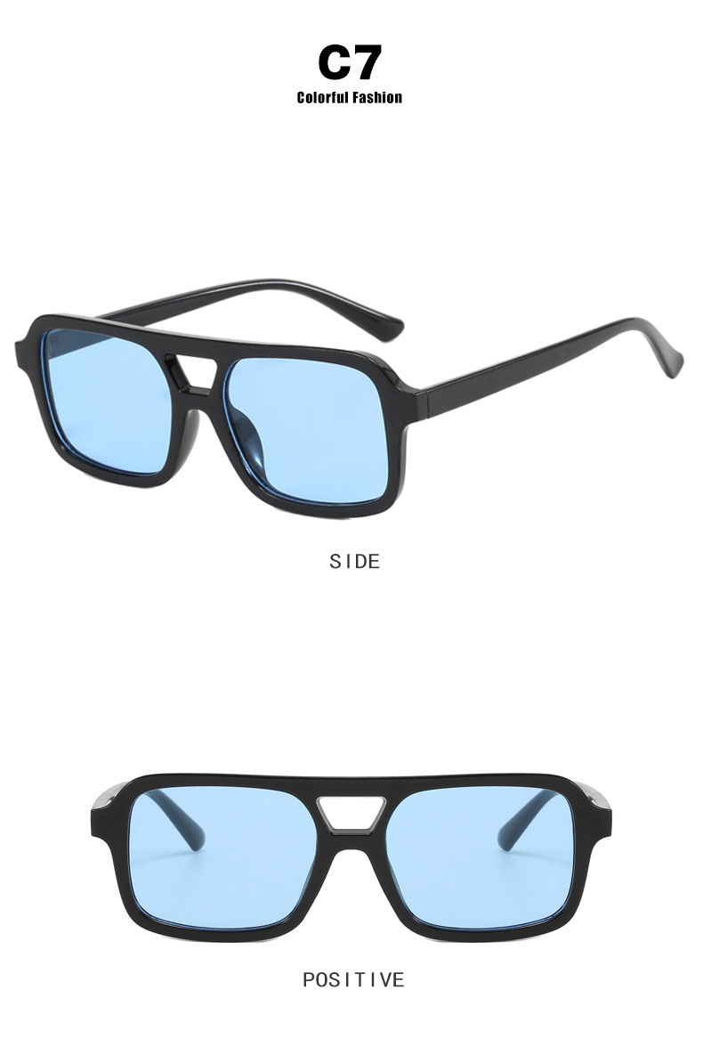 Women's Retro Sunglasses Double Beam Small Frame Fashion Glasses_voghion.com