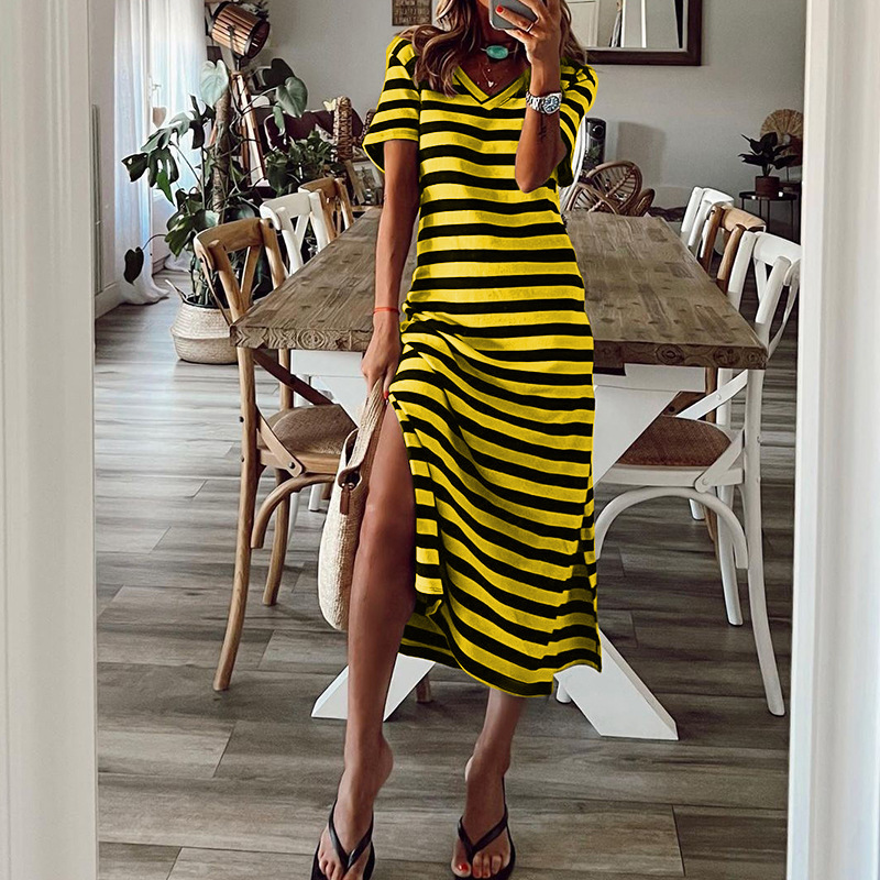 Summer Best Women Clothes Slit Loose Printed Dress