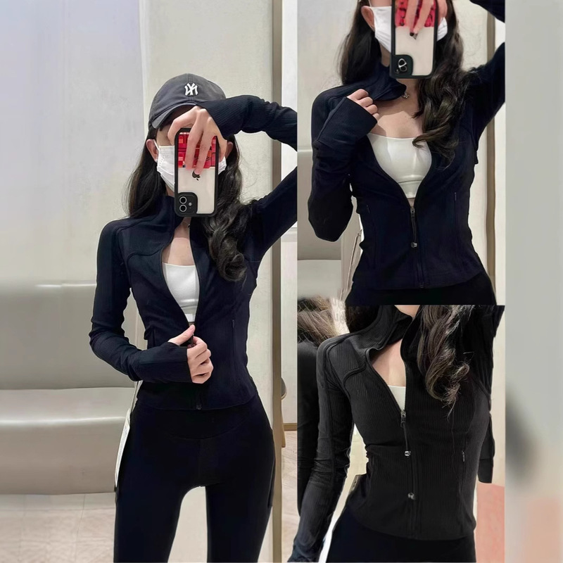 Lulujia Threaded Yoga Wear Define Tight Women's Sports Jacket Short Slim Long-Sleeved Fitness Lulujia Threaded Yoga Wear Define Tight Women's Sports Jacket Short Slim Long-Sleeved Fitness