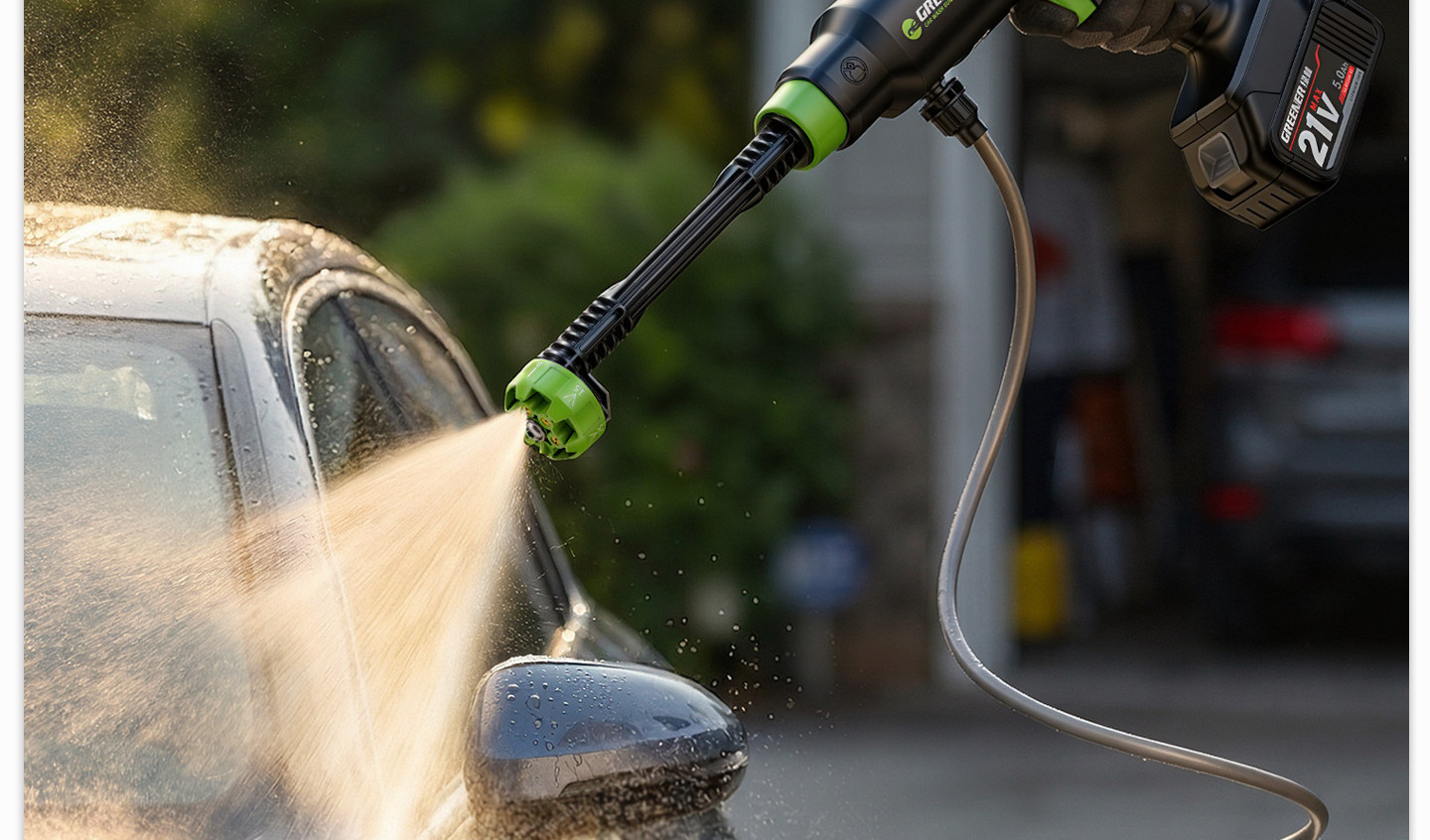 Green Forest Car Wash High-Pressure Water Gun, Household Cleaning Machine, Wireless High-Power Water Pump, Powerful Pressure-Boosting Home Floor Cleaning Tool