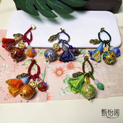 大漆圆珠包挂 挂件饰品手工配饰犀皮镶嵌螺钿大漆工艺漆器文盘玩