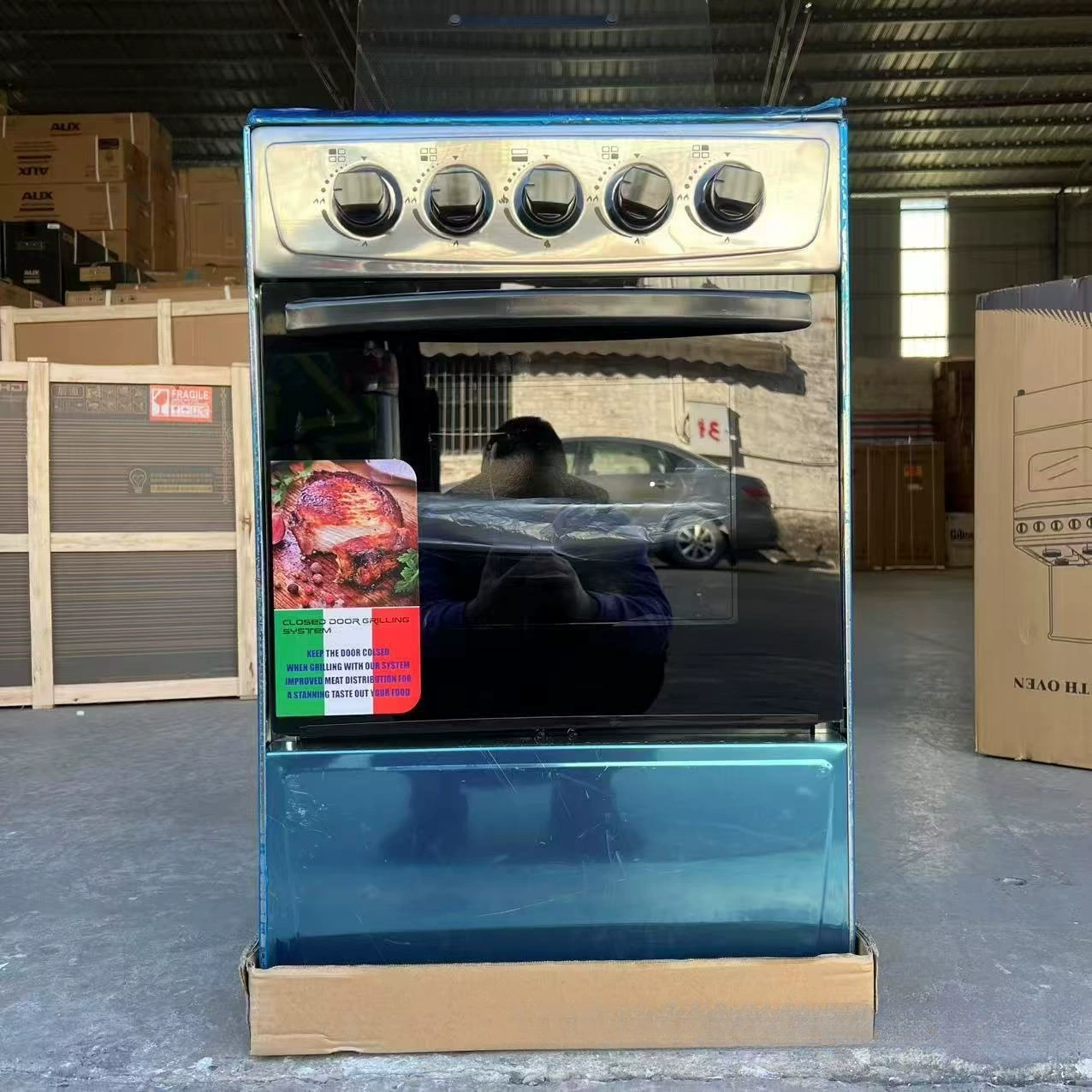 Foreign trade direct sales independent kitchen 4-head stainless steel oven gas stove commercial automatic ignition 4 gas stove