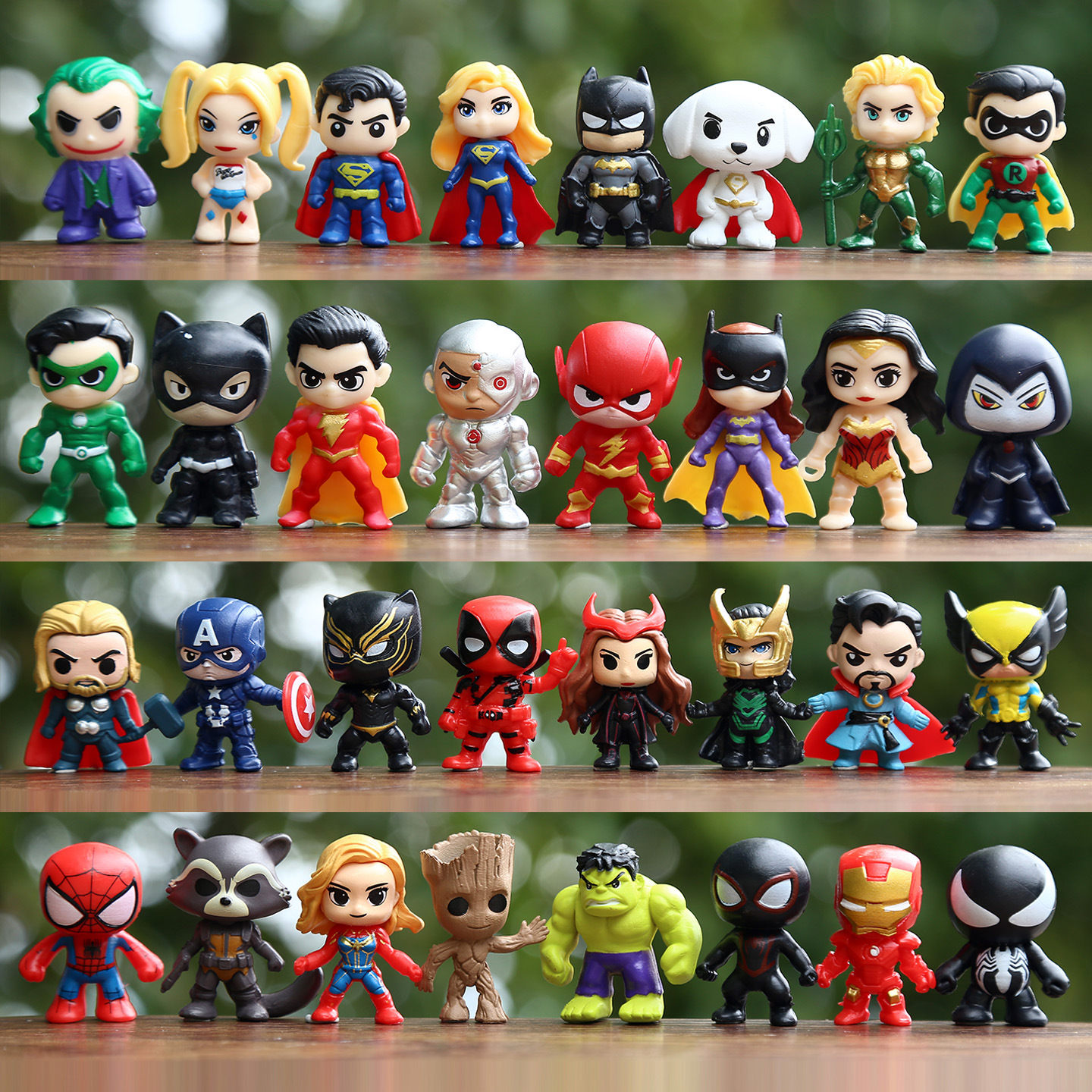 New cross-border best-selling superhero series: adorable cartoon Spider-Man, Superman, and Iron Man figurines for decoration