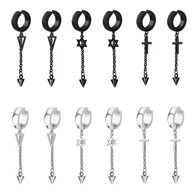 Black earrings for men and women stainless steel