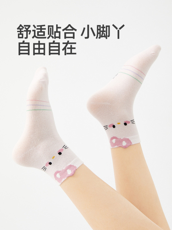 六指鼠批发女童春秋季儿童薄款女宝宝中大童女孩运动小孩中筒棉袜|undefined