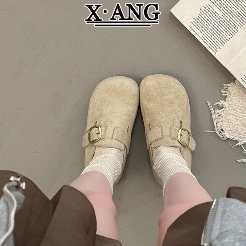 牛皮版内增高女鞋全包勃肯鞋2025秋季新款一脚蹬单鞋休闲乐福鞋子|undefined