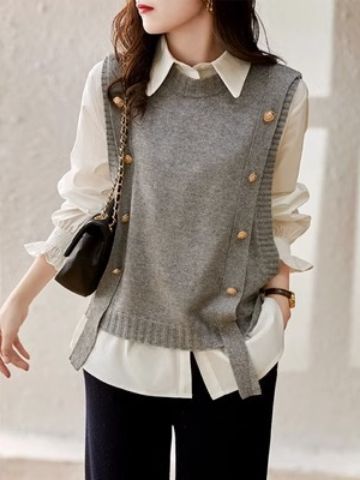 Chaleco de las mujeres 2020 nuevo chaleco de principios de primavera de punto de diseño suelto sentido chaleco suéter chaleco sin mangas de moda ropa exterior