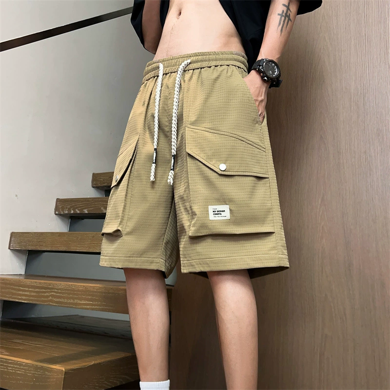 Новые свободные мужские шорты-карго в американском стиле, модный бренд, широкие шорты до колена на шнурке, новые летние баскетбольные шорты средней длины.