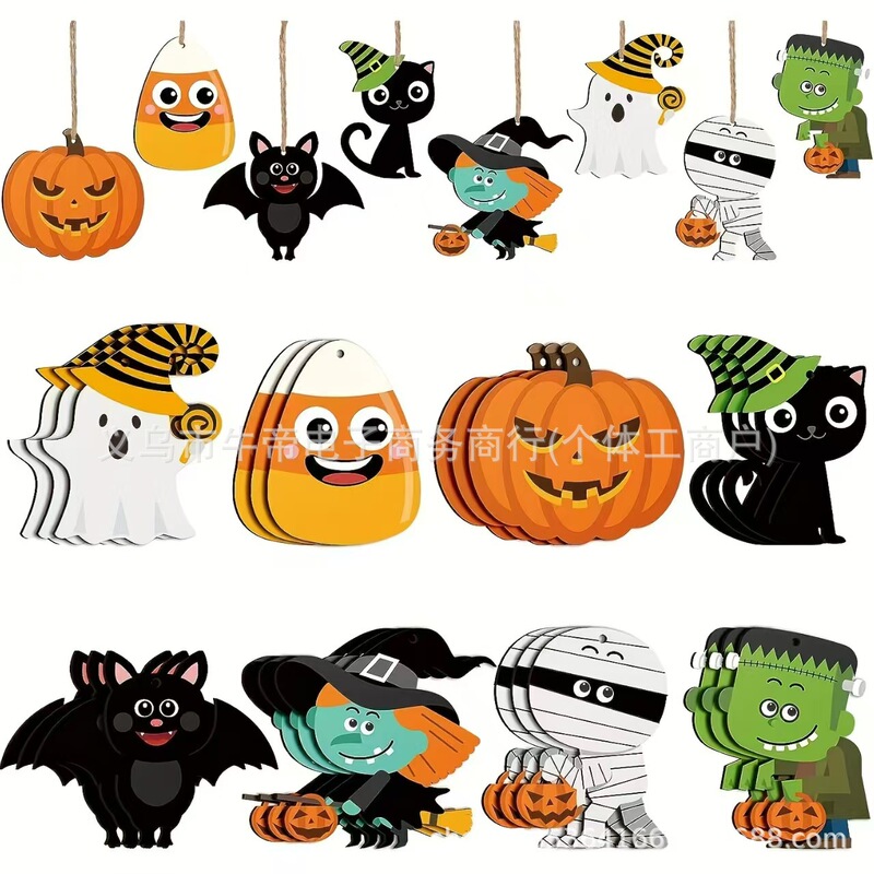ハロウィンパーティーペンダント装飾ゴーストフェスティバルカボチャコウモリゴースト装飾麻ロープペンダントハロウィン小さなペンダント|undefined