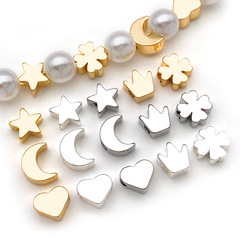銅メッキ 18 k リアルゴールド DIY ジュエリーアクセサリーネックレスブレスレットアクセサリースペーサービーズ愛四つ葉のクローバー水平穴ビーズ