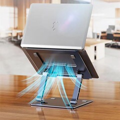 金属のノートの支えのコンピュータの支えの鋼鉄の昇降の便利な高くなる棚の台の折り畳みの放熱の棚