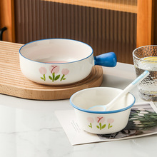 網紅ins郁金香陶瓷碗盤碟批發北歐風空氣炸鍋碗家用碗盤餐具3件套