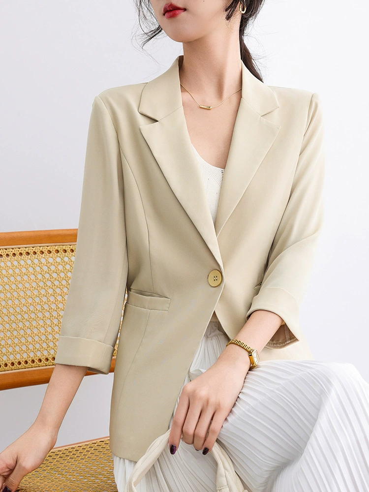 Summer thin fitted classic suit jacket for leisure