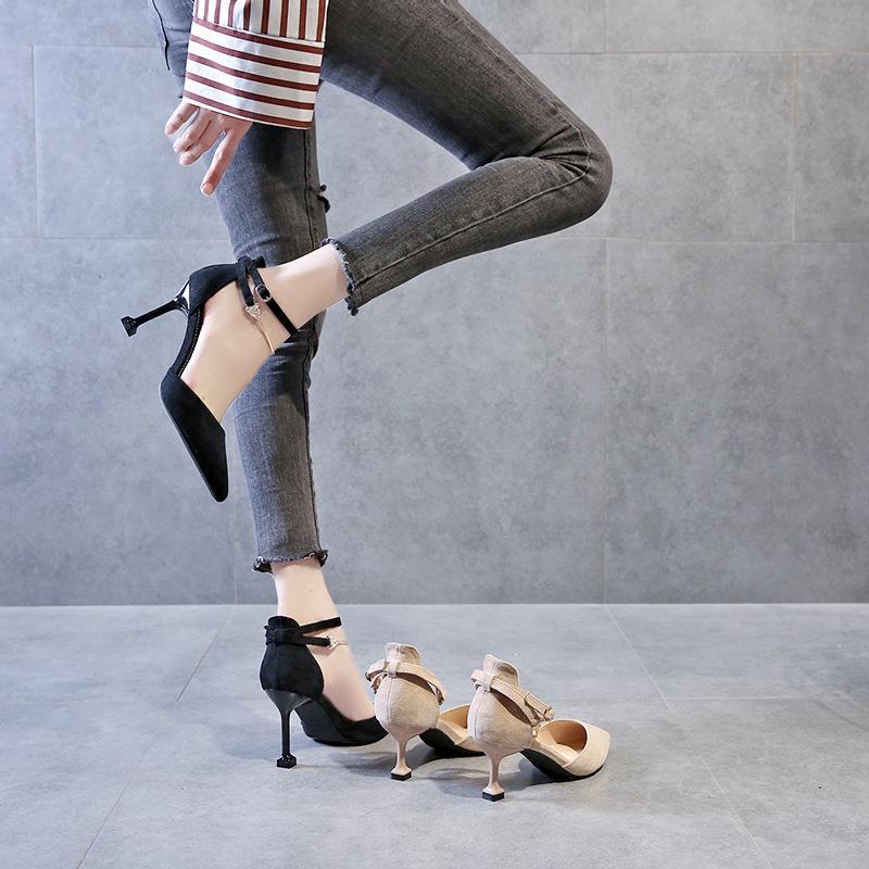 Estilo de fadas alta 2024 novo outono coque sandálias de salto fino saia combinando feminina com oco uma linha fivela cinta única_voghion.com