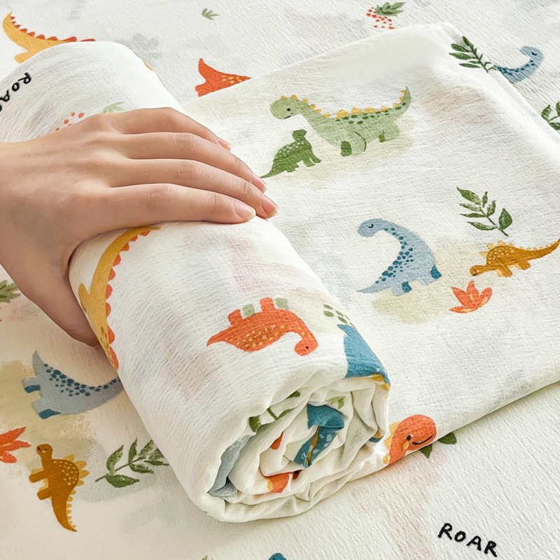 Sábanas de gasa de doble capa de una sola pieza nueva, sábana para dormir desnuda, juego de tres piezas, cama doble de celebridades de Internet, cama kang, sin correr, sin resbalar