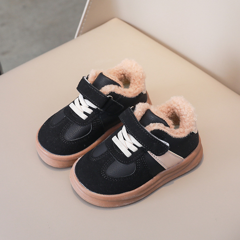 Children's Fleece Lined Sneakers Warm Winter Shoes For Kids_voghion.com