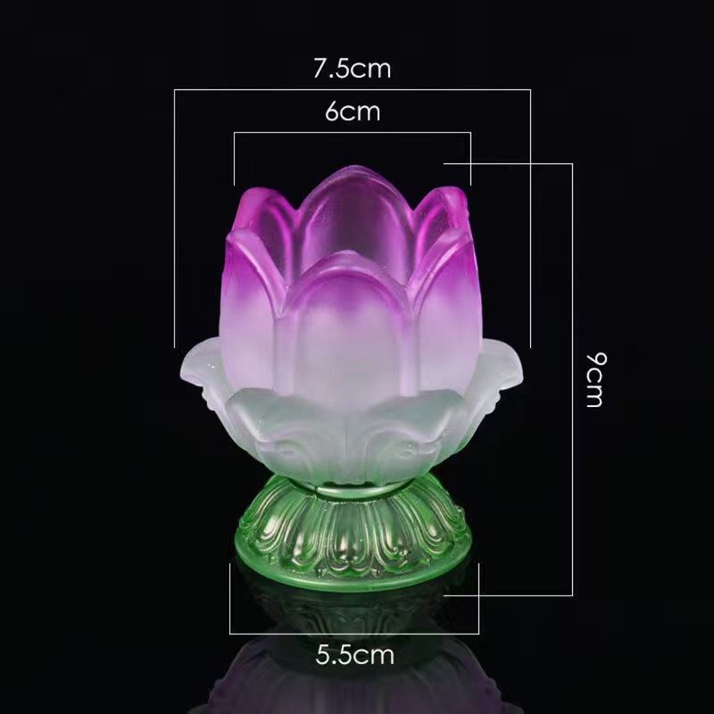 佛前供灯酥油灯座耐高温莲花玻璃斗烛蜡烛台油灯24小时平口长明灯|undefined